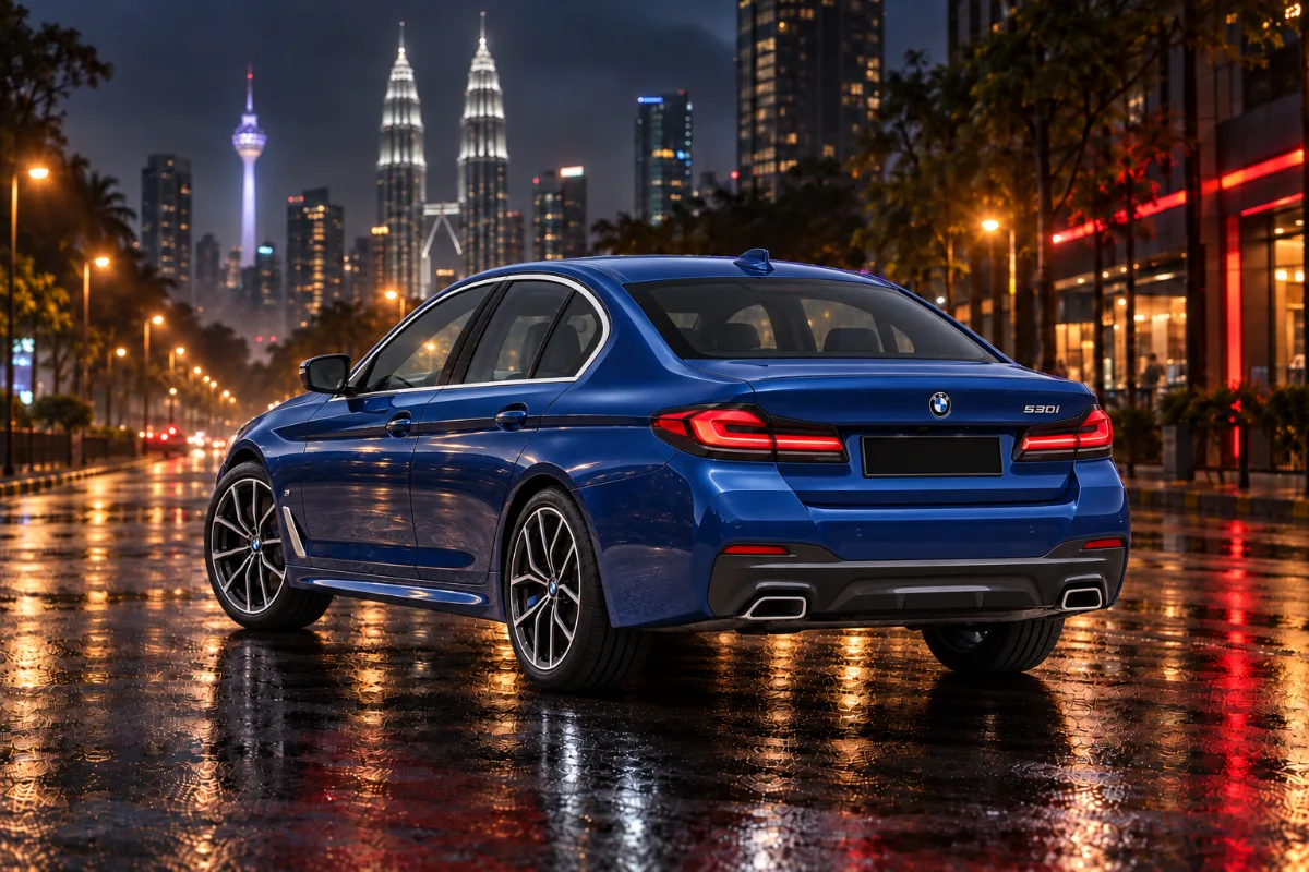 Sewa BMW 530i Kuala Lumpur, pandangan belakang pada waktu malam