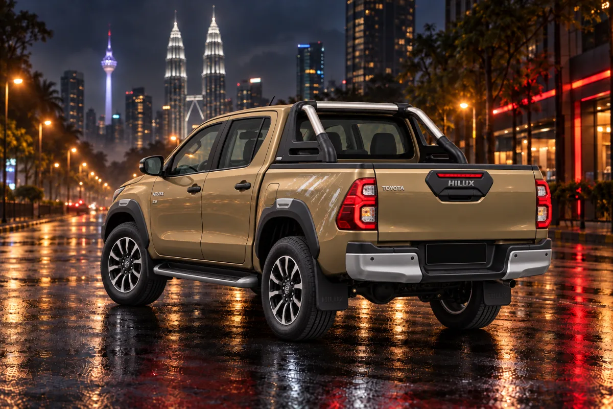 吉隆坡 Toyota Hilux Double Cab 租车,夜间车尾视角